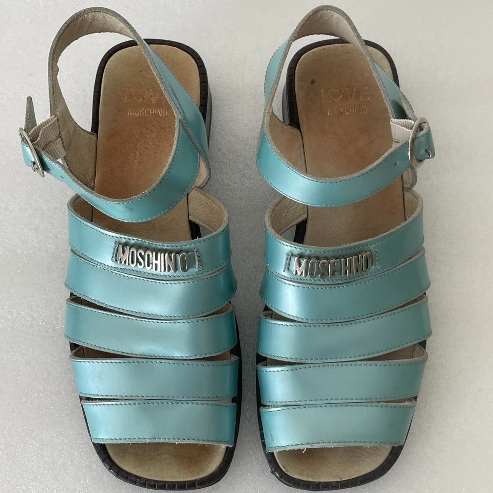 LOVE Moschino 2000's  Sky Blue Strappy Sandals in Size 37 ,US 7
